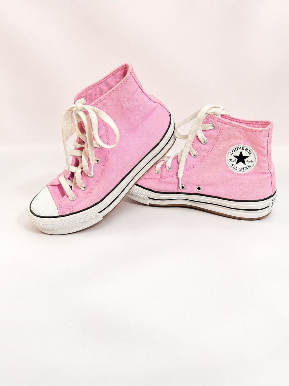Converse High Top Canvas Sneakers in Light Pink